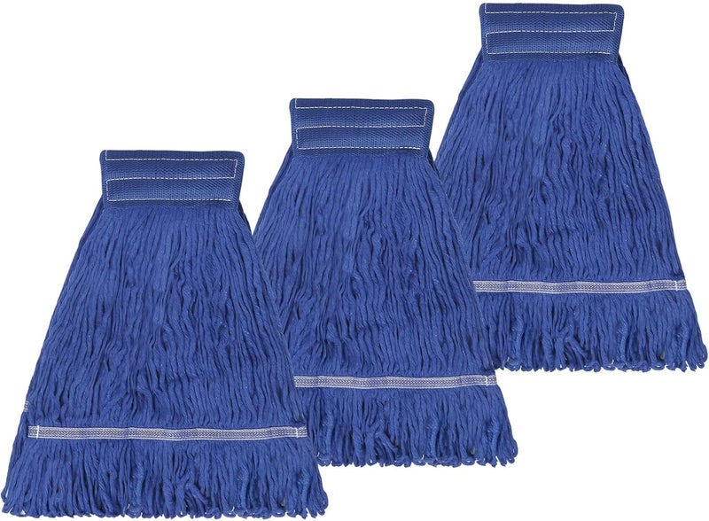 CARPOLY 3 Pack 3 Pack Heavy Mop Replace Head，Commerical Replacement Mop Heads Suitable for Heavy Commercial Industrial Residential Areas -Blue Cotton Looped Replace Mop Head (Deep Blue) - Image 1